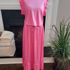 Pink Ruffled Maxi Skirt Set
